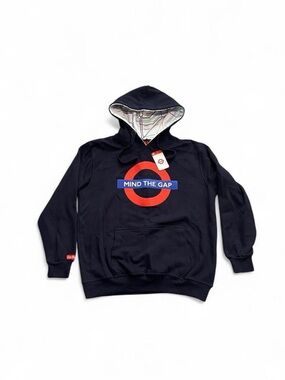 London Underground Hoodie Men's XL Navy Mind The Gap Pullover Sweatshirt